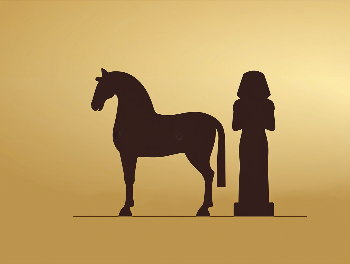 Ilustración sobre el entierro de un caballo de 3000 años en Egipto