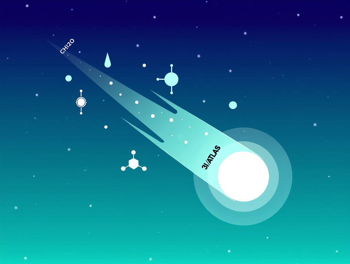 Ilustración sobre el cometa interestelar 3I/ATLAS y el origen de la vida