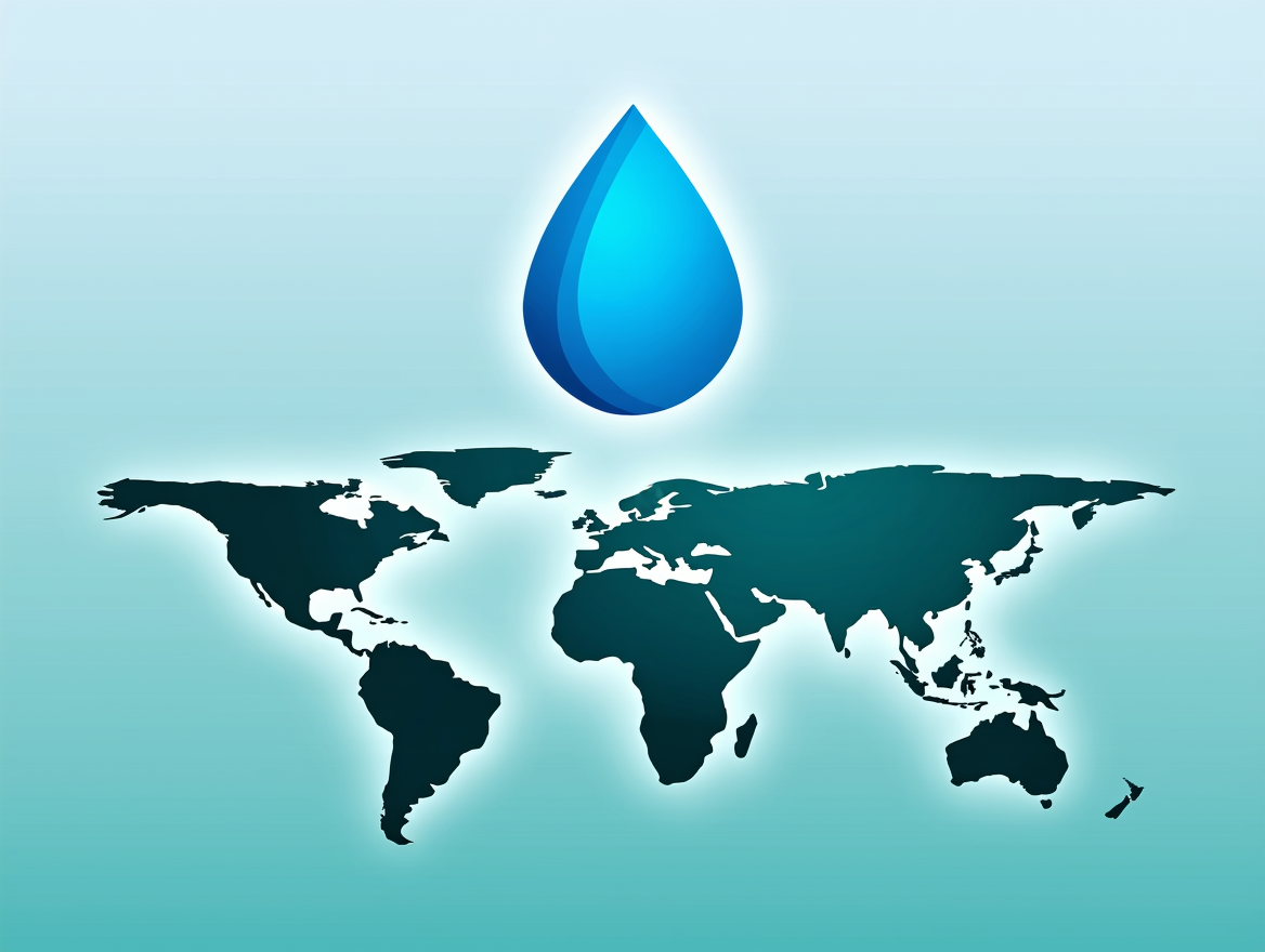 Ilustración sobre el mapa de reservas de agua dulce del planeta