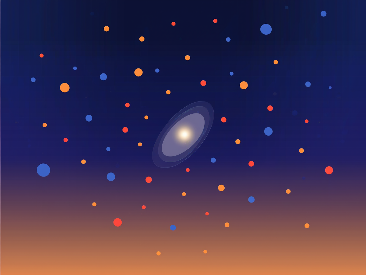 Ilustración sobre las primeras galaxias enriqueciendo el universo con elementos pesados