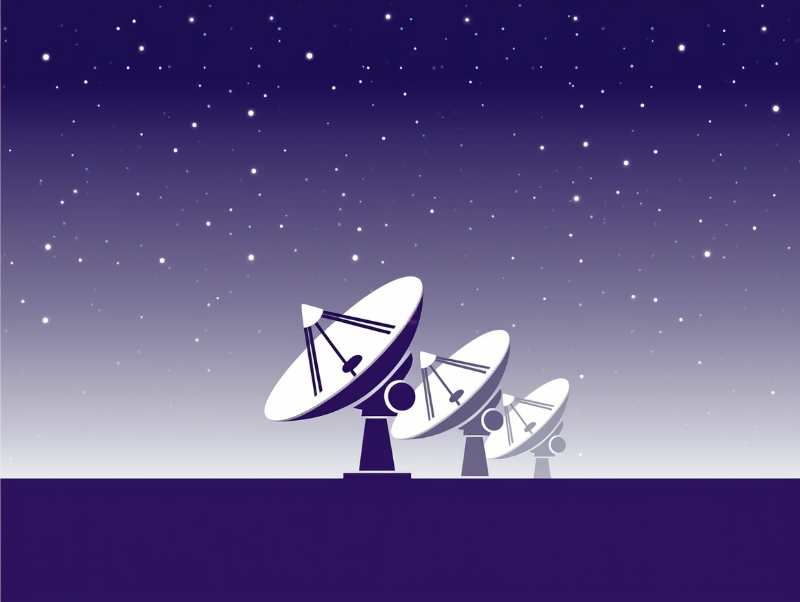 Ilustración sobre el radiotelescopio SKA detectando campos magnéticos en exoplanetas